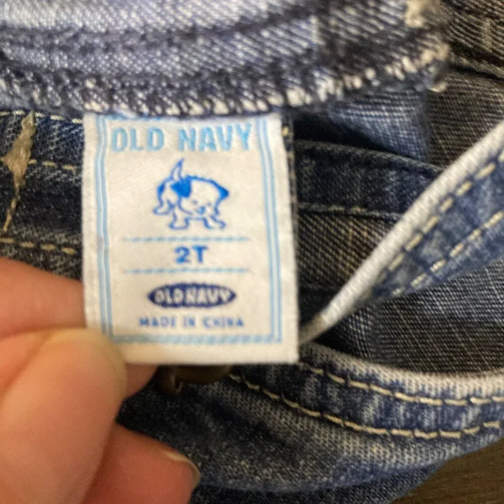 Toddler Vintage Old Navy Denim Snap Romper‎ Shorts Overalls Blue 2T Cotton